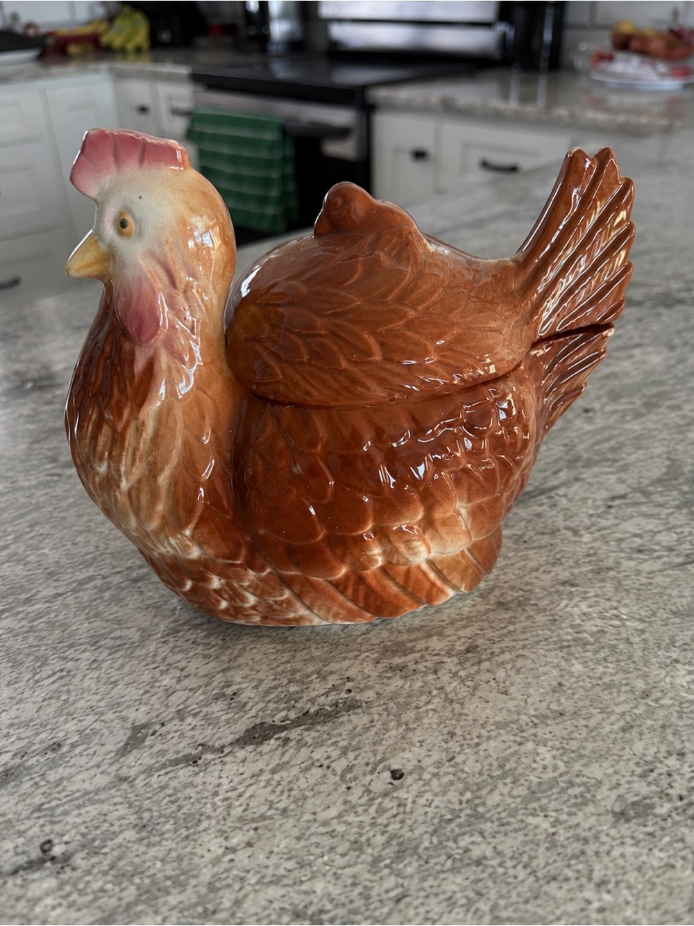 Vintage Brown Hen Chicken Covered Cookie Jar Canister Ceramic
